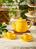 Sweese Teapot, Porcelain Tea Pot with Stainless Steel Infuser, Blooming & Loose Leaf Teapot - 27 ounce, Yellow - Image 2