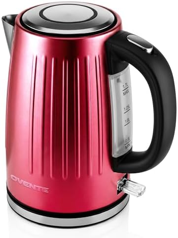 OVENTE 1.7L Stainless Steel Electric Kettle, 1750W Power, Maroon KS711M by OVENTE