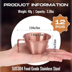 Honeydak 12 Pcs Stainless Steel Espresso Shot Cup 3.4 Oz/ 100 ml Espresso Measuring Cup with Spout and Handle Stainless Steel Coffee Shot Glasses Scale Metal Coffee Measuring Accessories(Rose Gold) - Image 2