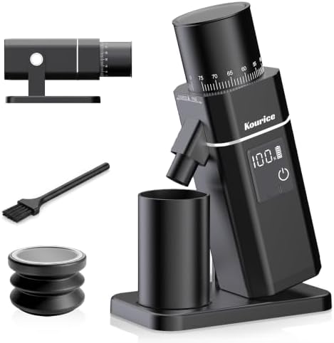 Electric Burr Coffee Grinder, Conical Burr Coffee Bean Grinder with 75 Settings, Rechargeable Espresso Grinder, Pour-Over, Drip & French Press, Portable & Easy to Clean by Kourice