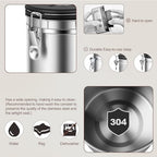 ShanSon Coffee Canister Airtight, Stainless Steel Bean Storage Container with Date Tracker & Scoop, Grounds Sugar Flour Tea Cereal Fits Kitchen Pantry, Ideal Gift for Coffee Lovers,12oz,Silver - Image 6