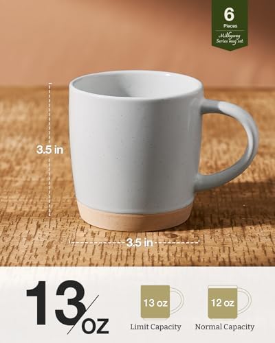 famiware Milkyway Coffee Mugs of 6, 13 oz Mug Set, Ceramic Cup with Handle - Image 5