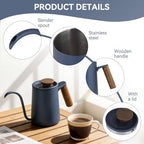 Gooseneck Pour Over Kettle, 600ml/20oz Coffee Kettle, 304 Stainless Steel Hand Drip Coffee Tea Pot with Long Narrow Spout for Home Brewing Coffee (Blue) - Image 5