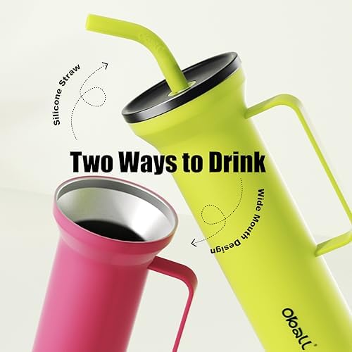 OBALL Black Tumbler with Handle, Swig Tumbler with Silicone Soft Straw, 34 oz Tumbler With Handle, Metal Water Bottle Leak-Proof and Cup Holder Friendly, BPA-Free - Image 3