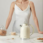 ASCOT Electric Kettle, 1.5L Stainless Steel Interior Water Boiler, Cream - Image 3