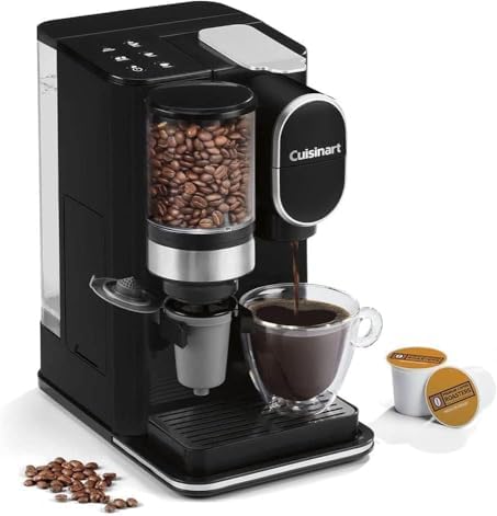 Cuisinart Single-Serve Coffee Maker + Coffee Grinder with 8 oz., 10 oz., and 12 oz. Serving Size, Compatible with Single-Cup Pods, 48-Ounce Removable Reservoir, Stainless Steel, DGB-2 by Cuisinart