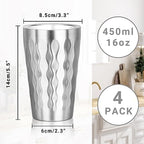 Stainless Steel Double Wall Cups, 16 oz Insulated Tumbler, 4 Pack Unbreakable Stackable Water Tumblers Insulated Metal Cup Premium Drinking Glasses for Travel Camping Home Outdoor - Image 2