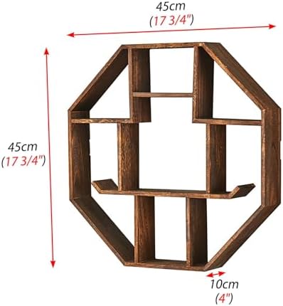 Oriental Tea Cup Holder Stand, Coffee Cup Floating Decorative Shelves, Mug Display Rack for Teahouse, Multi-Cube Curio Cabinet Organizer(Brown,Small) - Image 2