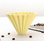 Ceramic Coffee Dripper Pour Over Coffee Maker Handmade Origami Coffee Filter Cup Flower Shape Funnel Drip Cafe Cake Cup Home(Yellow,1-2CUP) - Image 2