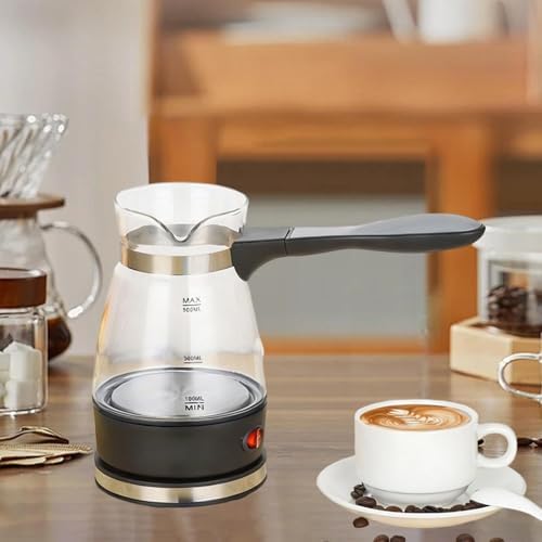 Coffee Pot Turkish Coffee Pot Electric Long Handle Coffee Warmer Glass Pot with Detachable Handle Suitable for Home Office Travel Outdoor Boiling, 110V - Image 7