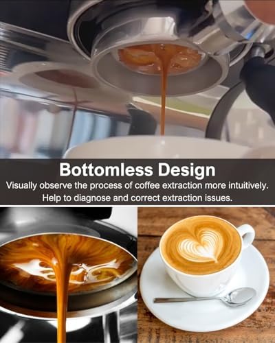 54mm Bottomless Portafilter, Espresso Accessories Fits Breville Barista Series BES870/878/880 & 54mm Breville Machines, Stainless Steel Filter Basket and Premium Mahogany Handle - Image 5