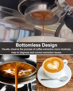 54mm Bottomless Portafilter, Espresso Accessories Fits Breville Barista Series BES870/878/880 & 54mm Breville Machines, Stainless Steel Filter Basket and Premium Mahogany Handle - Image 5