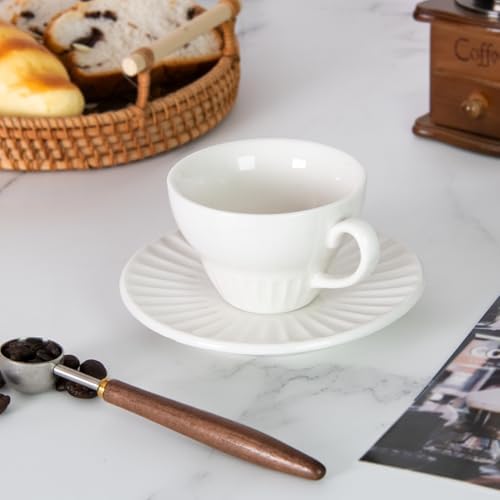 2 oz Espresso Cups Set of 2, Ceramic Cappuccino Cups with Saucers, Durable Porcelain Tea Set & Modern Coffee Cup Collection, Coffee Lover Gifts - Image 5