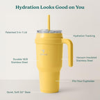 REDUCE 40 oz Stainless Steel Tumbler with Handle - Dual-Wall Vacuum Insulated Travel Mug, Sweat-Proof Lid & Reusable Straw - Keeps Drinks Cold for 24 Hrs, Fits Cupholders, Dishwasher Safe - Pineapple - Image 4