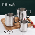 Milk Frother Cup Stainless Steel Coffee Milk Frothing Jug Stainless Steel Espresso Frother Pitcher Latte Art Measurement Barista Tool Accessories(900ml-With scale) - Image 3