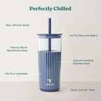 REDUCE Aspen - 20oz Vacuum Insulated Glass Tumbler - Extra Wide Straw & Lid - Image 3