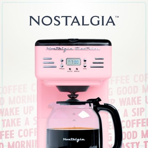 Nostalgia Retro 12-Cup Programmable Coffee Maker With LED Display, Automatic Shut-Off & Keep Warm, Pause-And-Serve Function, Pink - Image 7