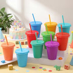 Sieral 30 Packs Reusable Plastic Cups with Lids Straws,Classic Colors - Image 2