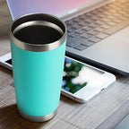 HASLE OUTFITTERS 20oz Stainless Steel Tumblers Bulk, Insulated Travel Cup with Lid, Double Wall Vacuum Coffee Mug for Cold & Hot Drinks 4 Pack, Light Blue - Image 5