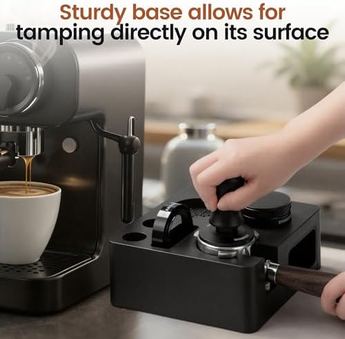 ShanSon Espresso Accessories Kit with Station,58mm Compact Espresso Tamper Set,Espresso Tamper, Distributor, Bottomless Portafilter, Dosing Funnel,Station - Image 5