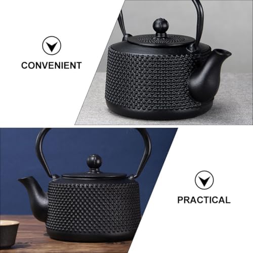 Small 900ml Cast Iron Tetsubin Tea Pot with Handle, Japanese Style Iron Teapot for Household Use, Sturdy Heat Retention Teaware for Gongfu Tea and Home Brewing - Image 4
