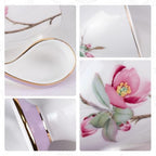 KAMMAK Tea Cups Set of 2,Ceramic Floral Pattern Demitasse Cup - Image 4