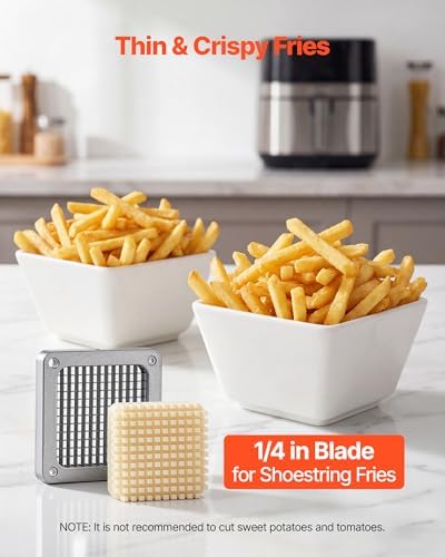 VEVOR French Fry Cutter, 1/4" Blade Commercial Potato Chopper, Lever-Action Vegetable Dicer with Ergonomic Handle, Stainless Steel Potato Slicer for Thin Cut Fries, Onion, Carrots, Bell Pepper - Image 3