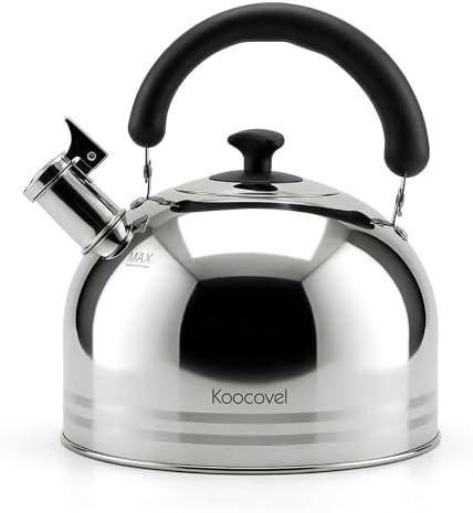 Whistling Tea Kettle, 6.2QT 6L 304 Stainless Steel Stovetop Teapot by Koocovel