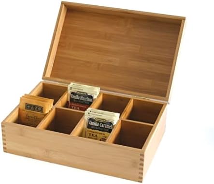 Lipper International 8188 Bamboo Wood Tea Box with 8 Compartments, 12-3/8" x 7-3/8" x 3-3/5" - Image 3