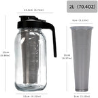 Messbecher aus Glas – Kaffeekanne mit Filter – Saftflasche mit Griff – Getränkeflasche - Image 2