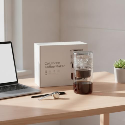 Amagogo Coffee Device Cold Brew Maker Coffee Maker Brewer Carafe With Transparent Glass Body And Cleaning Brush For Easy Care Suitable for home travel gifting shared dorm use small apartments 300mL - Image 5