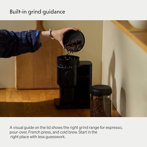 Fellow Opus 2 Conical Burr Grinder – Electric Coffee Grinder for Home Use, 48 mm Burrs, Stepless Grind Adjustment, Espresso to Cold Brew Range, Anti-Static, Auto Stop, Black - Image 6