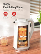 Paris Rhône Electric Kettle, Tea Kettle with 6 Temperature Settings, 1.7L Cordless Hot Water Boiler Heater, Strix Thermostat, Touch Control, Auto-Shutoff/Boil-Dry Protection, Keep Warm, LED Indicator - Image 6