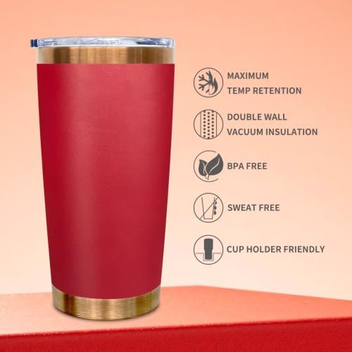 20 oz Tumbler Bulk Stainless Steel Tumblers with Lids and Straws Bright Red - Image 3