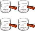 4 Pcs Glass Espresso Extraction Cup with Scale, Double Spout, Mini Milk Jug, Borosilicate Glass, Wood Handle, Precise Pouring and Measuring for Espresso Enthusiasts, Home and Barista Use by Unknown