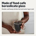 Amazon Basics Double Walled Glass Coffee Mugs, 4-Piece Set, Dishwasher-Safe, Borosilicate Glass, 12 oz. (Pack of 6) - Image 3