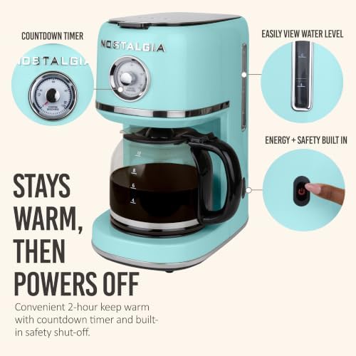 Nostalgia Classic Retro 10 Cup Coffee Maker, Aqua - Image 5