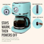Nostalgia Classic Retro 10 Cup Coffee Maker, Aqua - Image 5