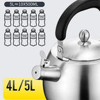 304 Stainless Steel Whistling Tea Kettle with Ergonomic Bakelite Handle Tea Pot Suitable for All Stovetop Kettle Teapot Silver - Image 6
