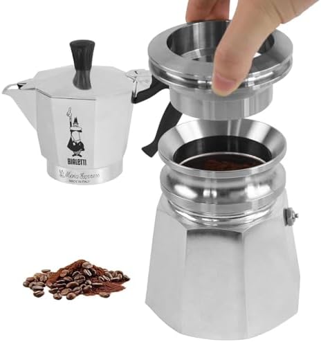4-6-Cup Moka Pot Tamper, 304 SS Dosing Funnel & Distributor, Silver by ZUWIT