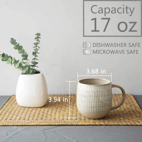 Bosmarlin Ceramic Coffee Mug Set of 4, 17 Oz, Coffee Cups with Big Handle, Microwave and Dishwasher Safe (Brown, 17 Oz) - Image 2