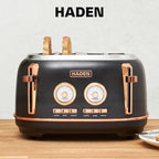Haden Dorset 4 Slice Wide Slot Stainless Steel Toaster, Black & Copper - Image 6