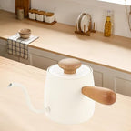304 Stainless Steel Gooseneck Kettle, Elegant Coffee Pot with Lid for Precision Pouring, Ideal for Tea and Coffee Lovers (White) - Image 4