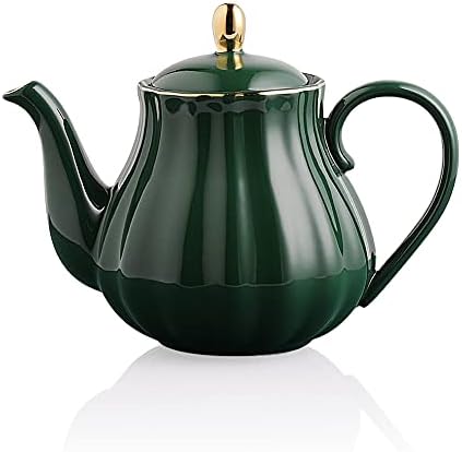 Sweejar 28FLOZ Royal Teapot with Infuser,Porcelain Tea Pot(Jade) by Sweejarco1949