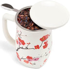 Tea Forte Ceramic Fiore Tea Cup with Infuser, Sakura, 14 oz - Image 3