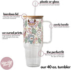 Sip-Sip Hooray! Christmas Cuties 40oz Glass Tumbler with Lid and Straw - Image 2