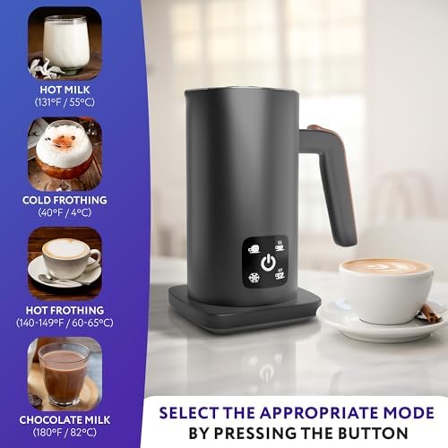 APQ Supply Black Electric Milk Frother and Steamer 11.8oz. Warm and Cold Foam Maker for Coffee. Functional 4-in-1 Automatic Milk Steamer and Frother for Latte, Hot Chocolate, Heating Baby Formula - Image 3