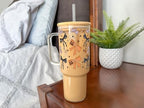 Halloween Bows 40oz Glass Tumbler with Handle, Lid and Straw - Image 2