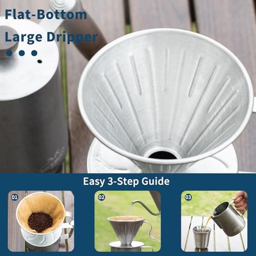 MERMOO YILAN Stainless Steel Pour Over Coffee Maker, No Plastic - Image 6