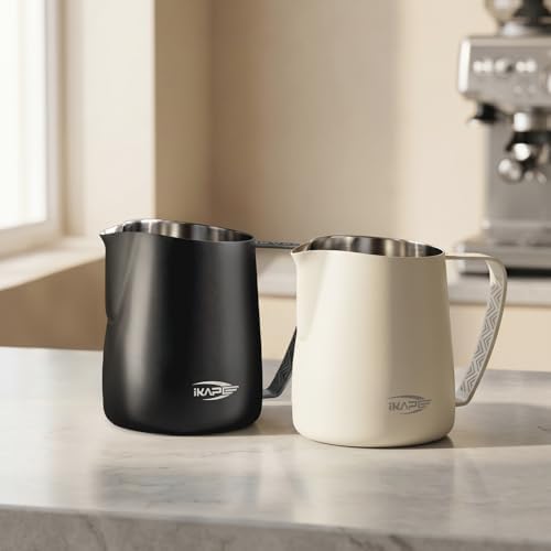 IKAPE Milk Frothing Pitcher 15.2oz Milk Frother Cup Espresso Milk Frothing Pitcher Stainless Steel Frothing Pitcher for Latte Art, Black - Image 7